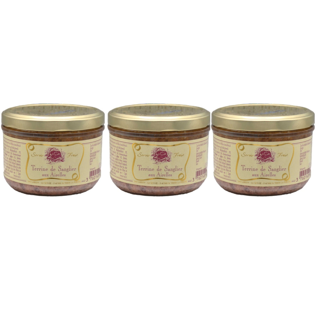 Laredy Terrine de Sanglier aux Airelles Wildschweinterrine mit Preiselbeeren klassisch französischer Brotaufstrich Frankreich (3 x 180g)