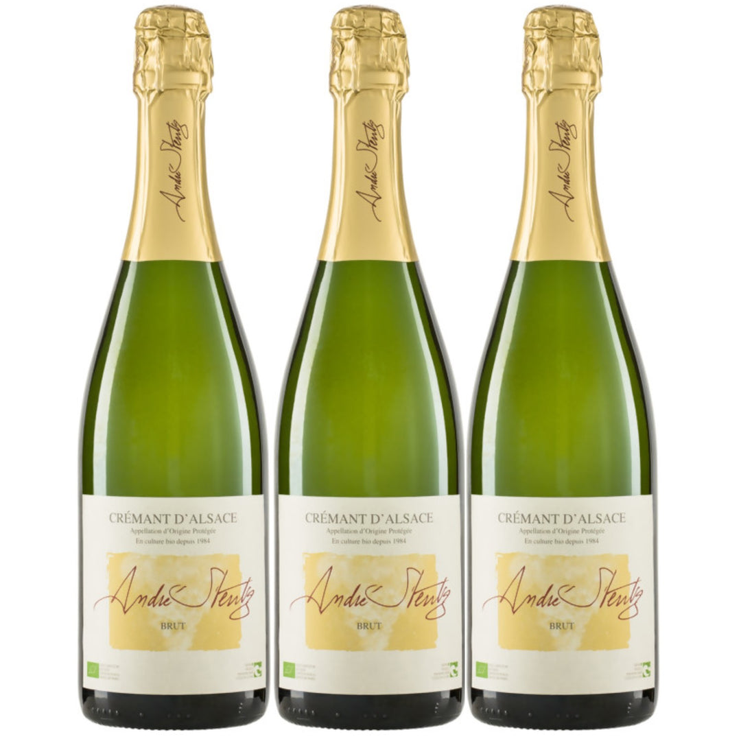 Domaine Stentz Crémant d'Alsace AOP Brut Bio Schaumwein Frankreich (3 x 0,75l)
