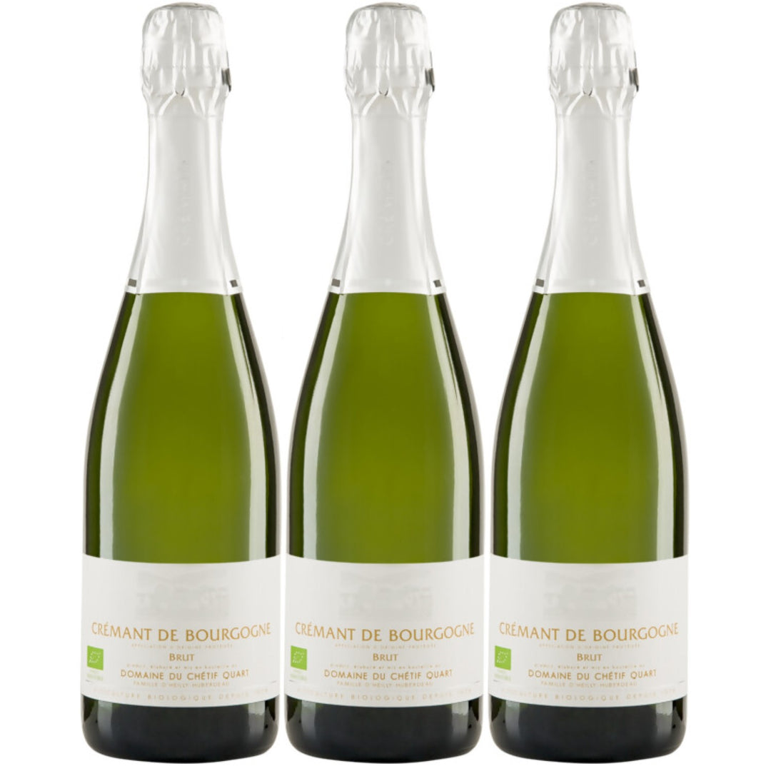 Domaine du Chétif Quart Crémant de Bourgogne AOP Brut Bio Schaumwein Frankreich (3 x 0,75l)