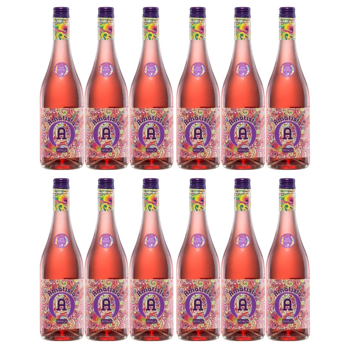 Anecoop Bodegas Amatista Moscato Rosado Frizzante Lieblich Roséwein Spanien (12 x 0,75 l) - Versanel - 