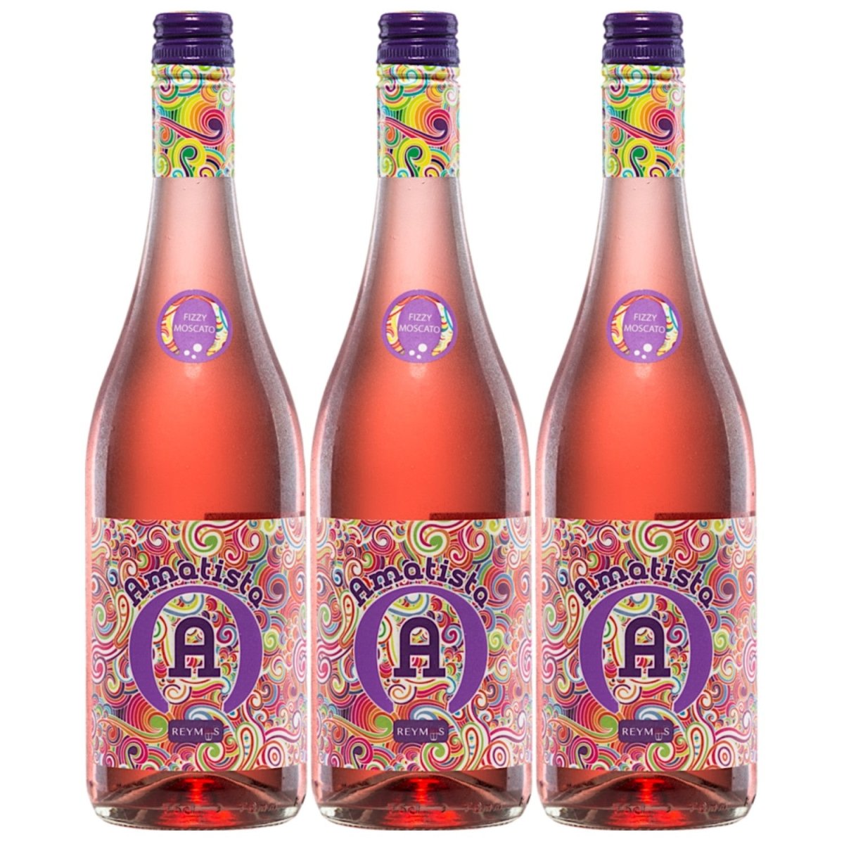 Anecoop Bodegas Amatista Moscato Rosado Frizzante Lieblich Roséwein Spanien (3 x 0,75 l) - Versanel - 