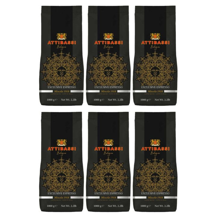 ATTIBASSI Espresso Miscela 1918 Kaffebohnen Kaffee Bologna Italien (6 x 1kg) - Versanel - 