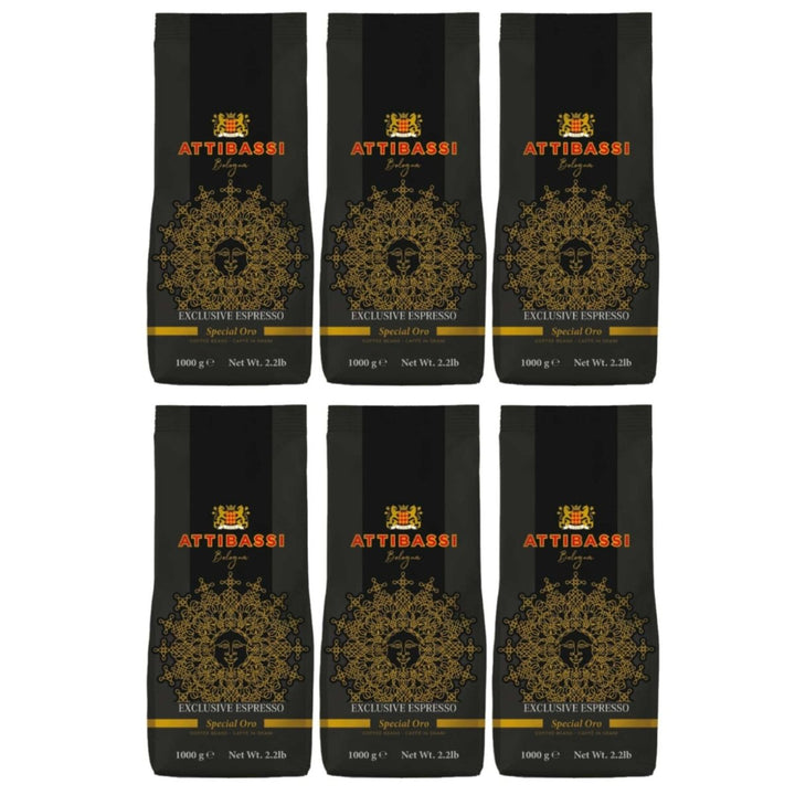 ATTIBASSI Espresso Special Oro Kaffebohnen Kaffee Bologna Italien (6 x 1kg) - Versanel - 