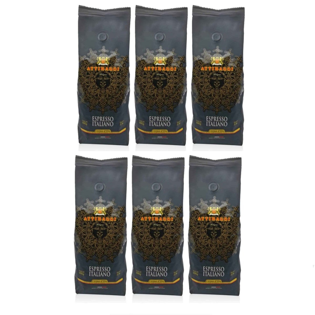 ATTIBASSI Espresso Special Oro Kaffebohnen Kaffee Bologna Italien inkl. FeinWert E - Book (6 x 500g) - Versanel - 