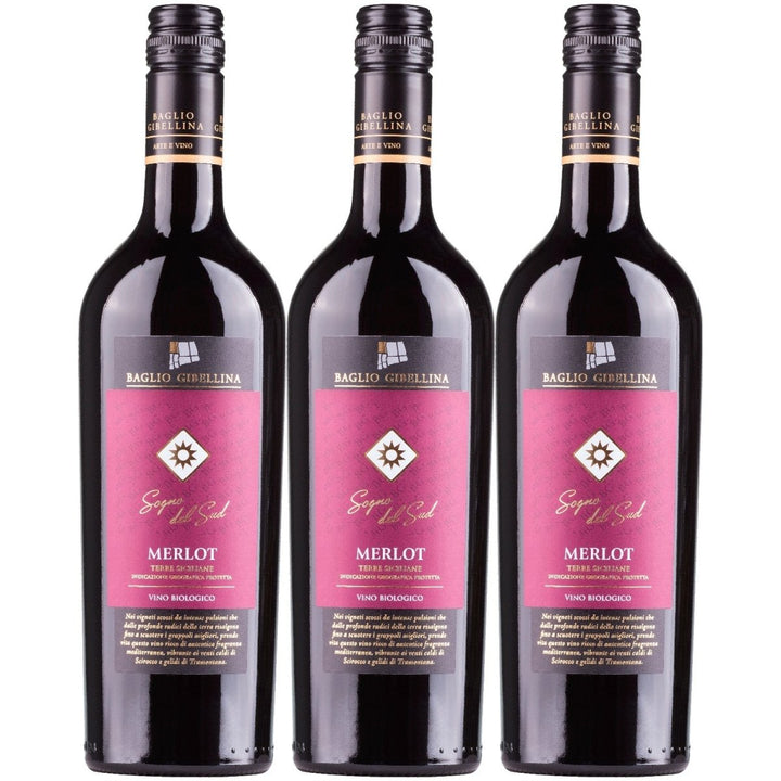Baglio Gibellina Sogno del Sud Merlot Bio Rotwein Wein halbtrocken Sizilien Italien (3 x 0,75l) - Versanel - 