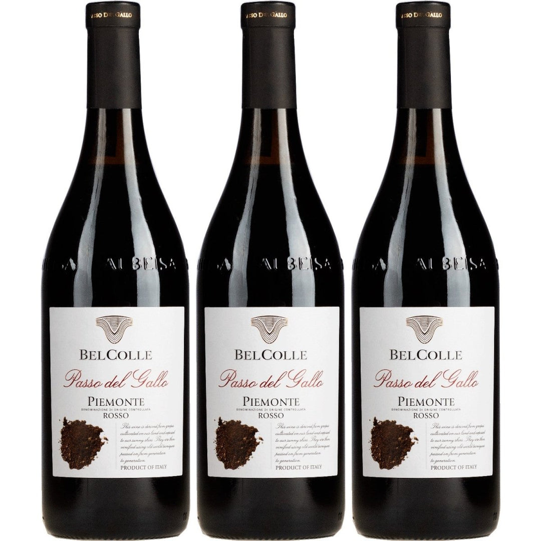 Bel Colle Piemonte Rosso Passo del Gallo Rotwein Wein Trocken Piemont Italien (3 x 0,75l) - Versanel - 