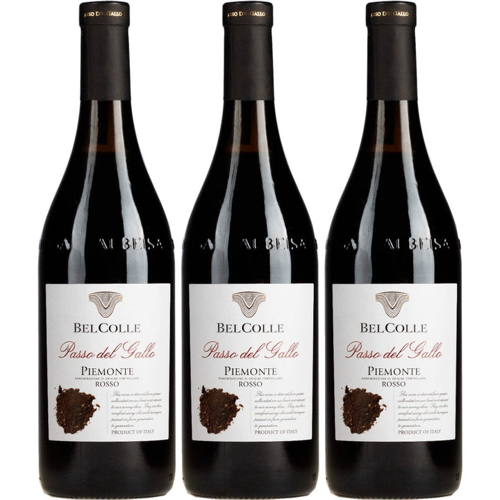 Bel Colle Piemonte Rosso Passo del Gallo Rotwein Wein Trocken Piemont Italien (3 x 0,75l) - Versanel - 