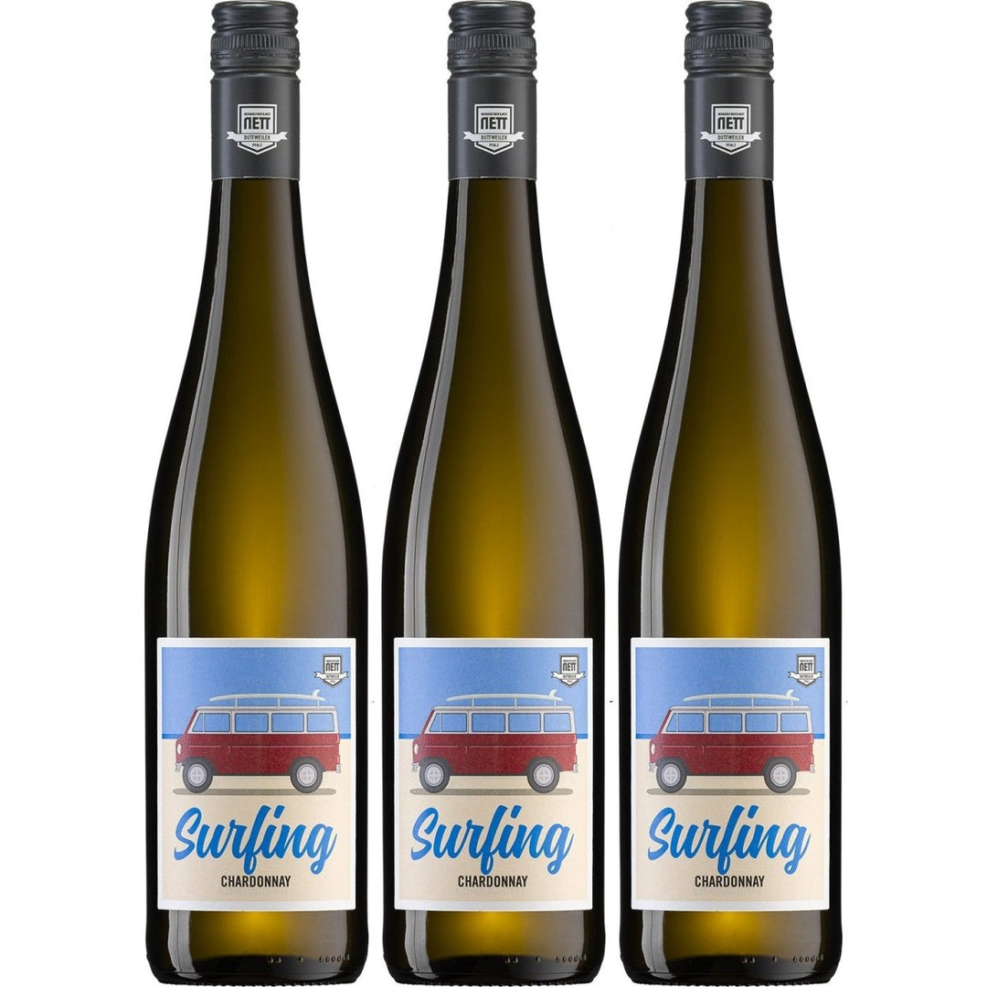 Bergdolt-Reif & Nett Surfing Chardonnay Weißwein Wein trocken Pfalz (3 x 0,75l) - Versanel -