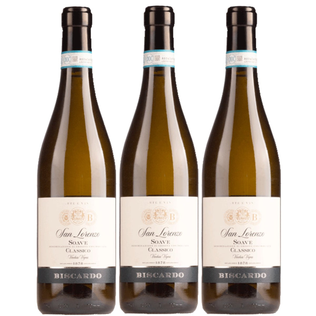 Biscardo San Lorenzo Soave Classico Vigne Vecchia Weisswein Wein Trocken Weiß Italien (3 x 0,75l) - Versanel - 