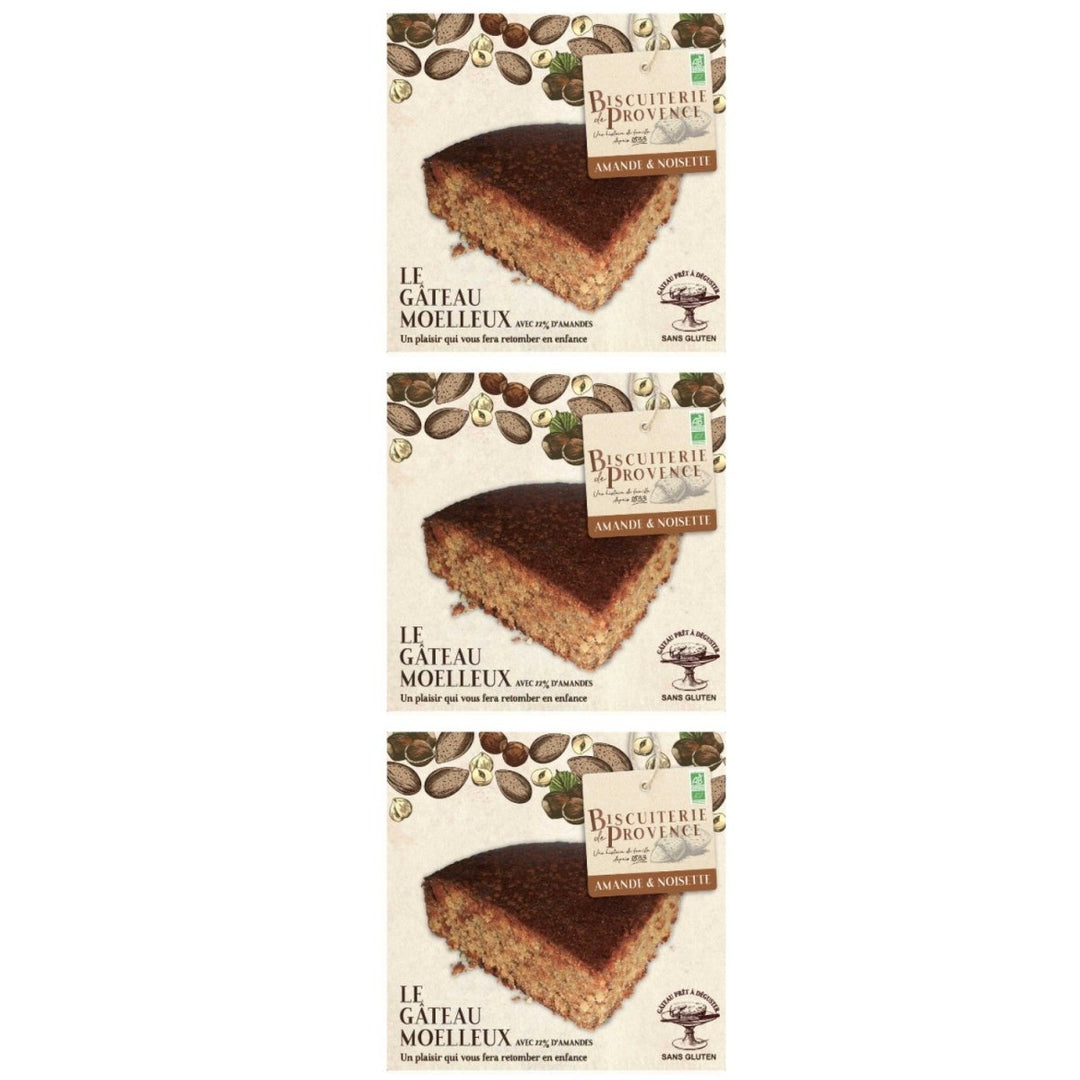 Biscuiterie de Provence Mandelkuchen mit Haselnüssen BIO Kuchen Süßgebäck Glutenfrei Frankreich (3 x 225g) - Versanel - 