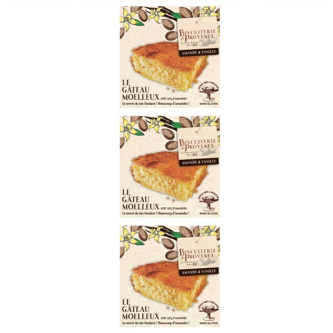 Biscuiterie de Provence Mandelkuchen mit Vanille Kuchen Süßgebäck Glutenfrei Frankreich (3 x 120g) - Versanel - 