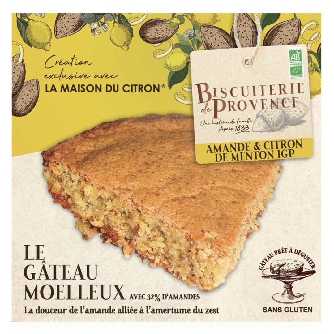 Biscuiterie de Provence Mandelkuchen mit Zitrone aus Menton BIO Kuchen Süßgebäck Glutenfrei Frankreich (1 x 225g) - Versanel - 