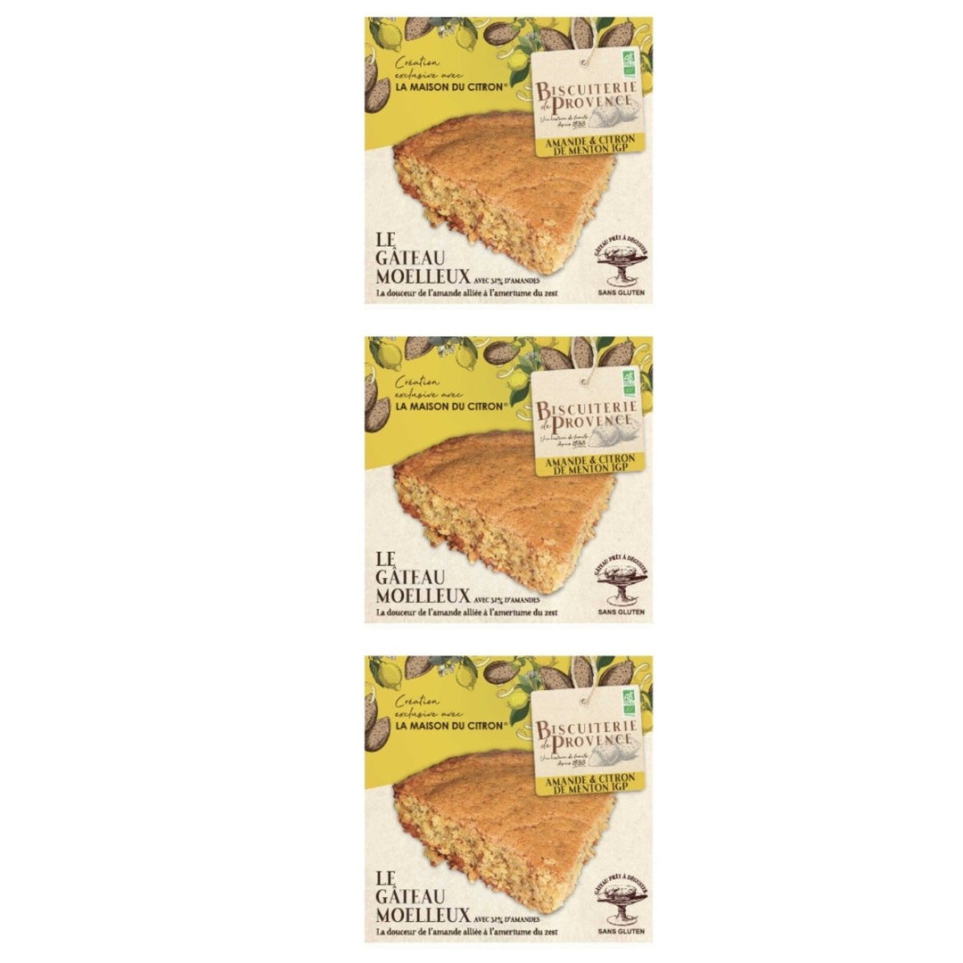 Biscuiterie de Provence Mandelkuchen mit Zitrone aus Menton BIO Kuchen Süßgebäck Glutenfrei Frankreich (3 x 225g) - Versanel - 