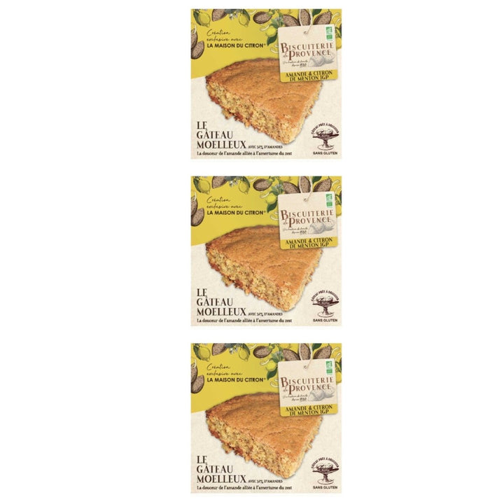 Biscuiterie de Provence Mandelkuchen mit Zitrone aus Menton BIO Kuchen Süßgebäck Glutenfrei Frankreich (3 x 225g) - Versanel - 