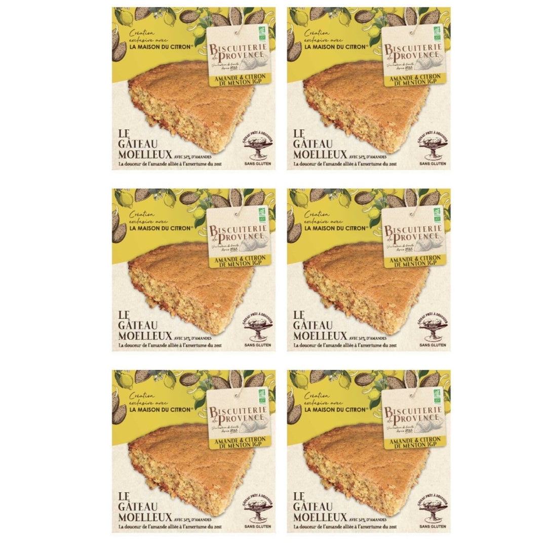 Biscuiterie de Provence Mandelkuchen mit Zitrone aus Menton BIO Kuchen Süßgebäck Glutenfrei Frankreich (6 x 225g) - Versanel - 