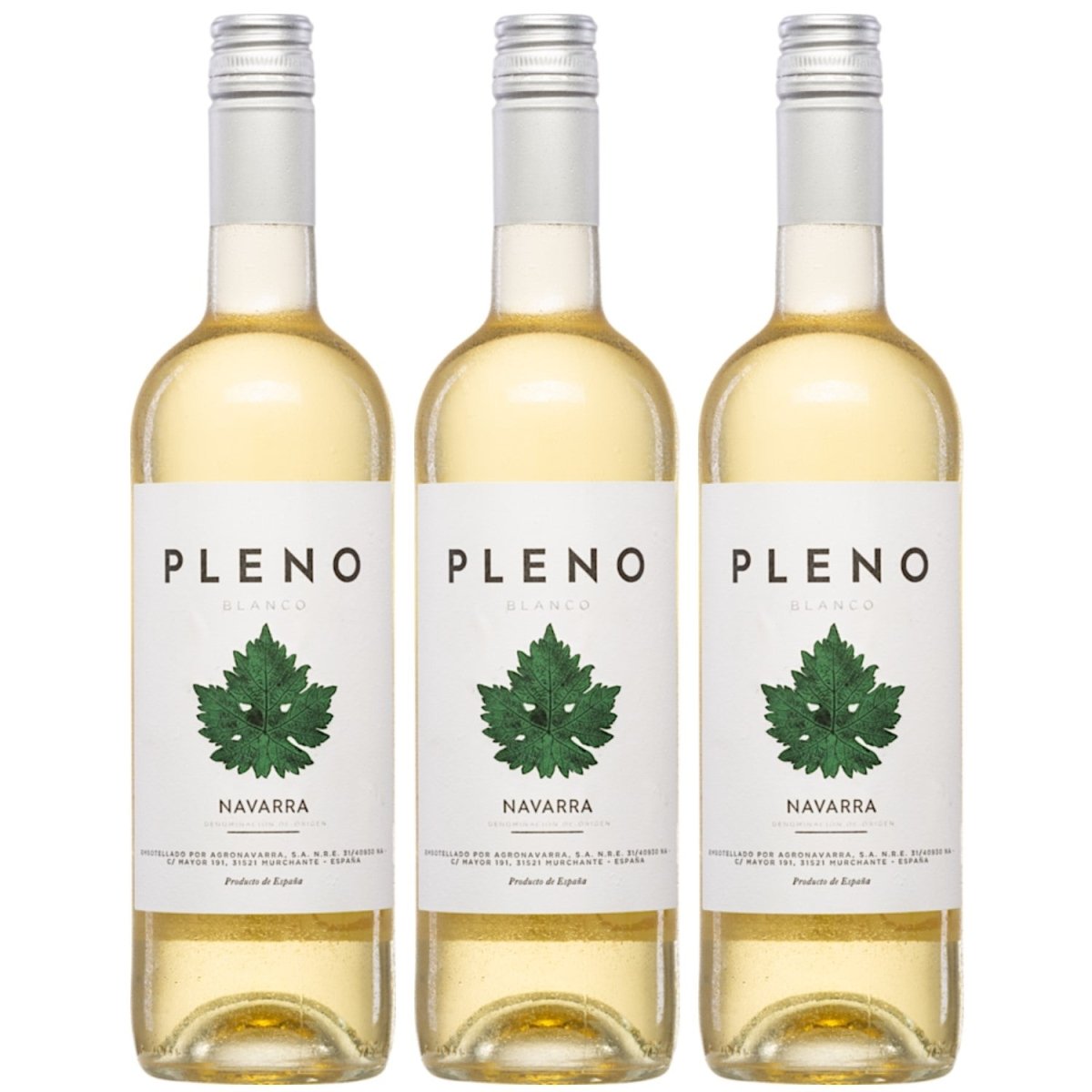 Bodegas Agronavarra Pleno Blanco Trocken Weißwein Vegan Spanien (3 x 0,75 l) - Versanel - 