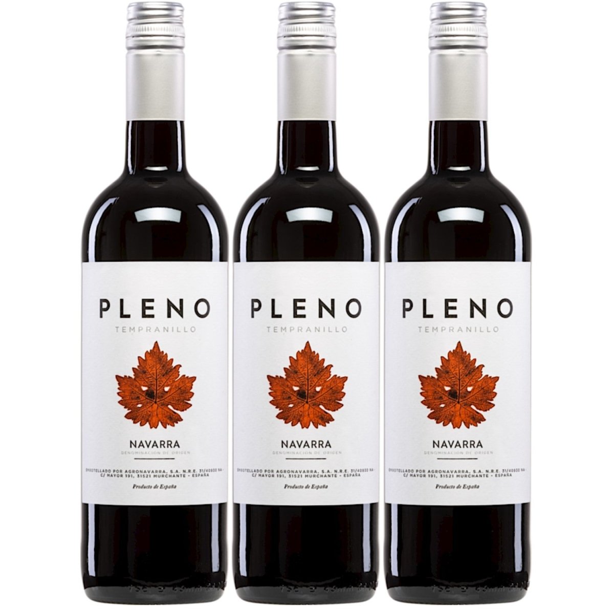 Bodegas Agronavarra Pleno Tempranillo Trocken Rotwein Vegan Spanien (3 x 0,75 l) - Versanel - 