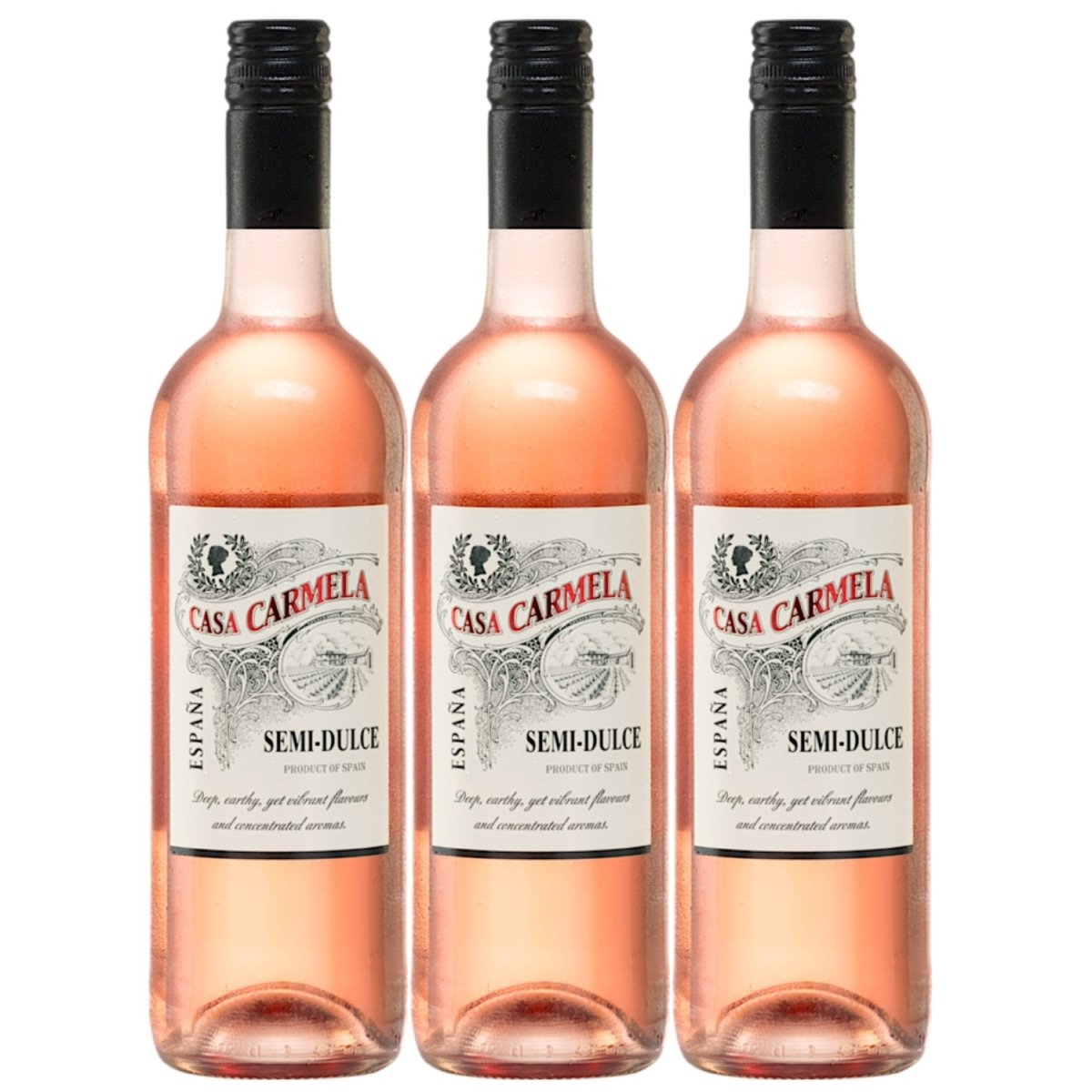 Bodegas Castaño Casa Carmela Semi - Dulce Rosado Halbtrocken Roséwein Vegan Spanien (3 x 0,75 l) - Versanel - 