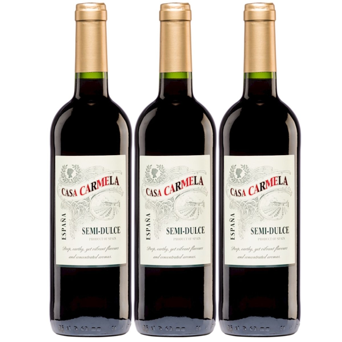 Bodegas Castaño Casa Carmela Semi - Dulce Tinto Halbtrocken Rotwein Vegan Spanien (3 x 0,75 l) - Versanel - 