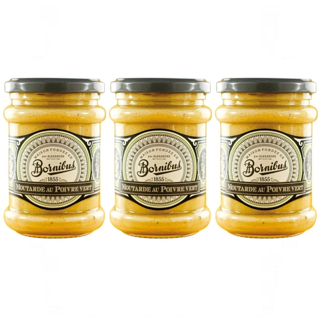 Bornibus Moutarde au Poivre Vert Senf mit grünem Pfeffer Frankreich (3 x 250g) - Versanel - 