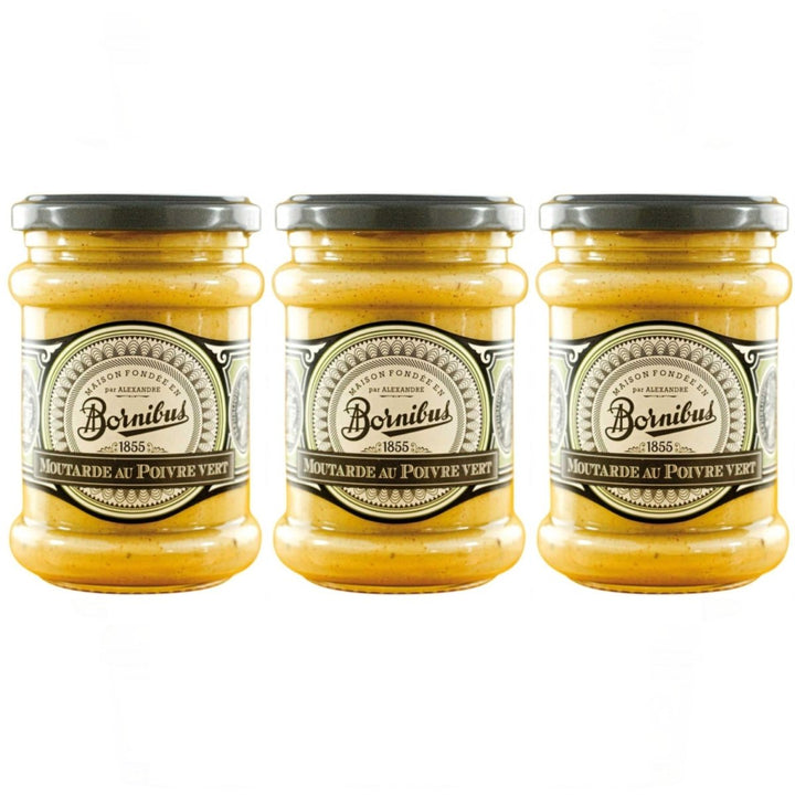 Bornibus Moutarde au Poivre Vert Senf mit grünem Pfeffer Frankreich (3 x 250g) - Versanel - 