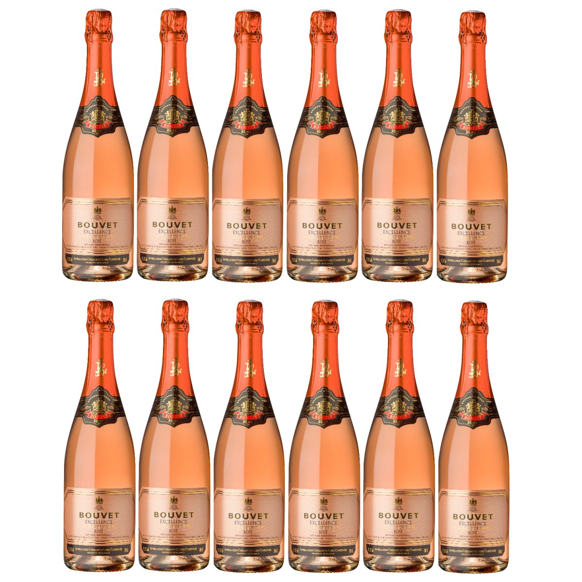 Bouvet Crémant de Loire Brut Rosé Schaumwein Méthode tradionelle vegan Frankreich (12 x 0,75 l) - Versanel - 