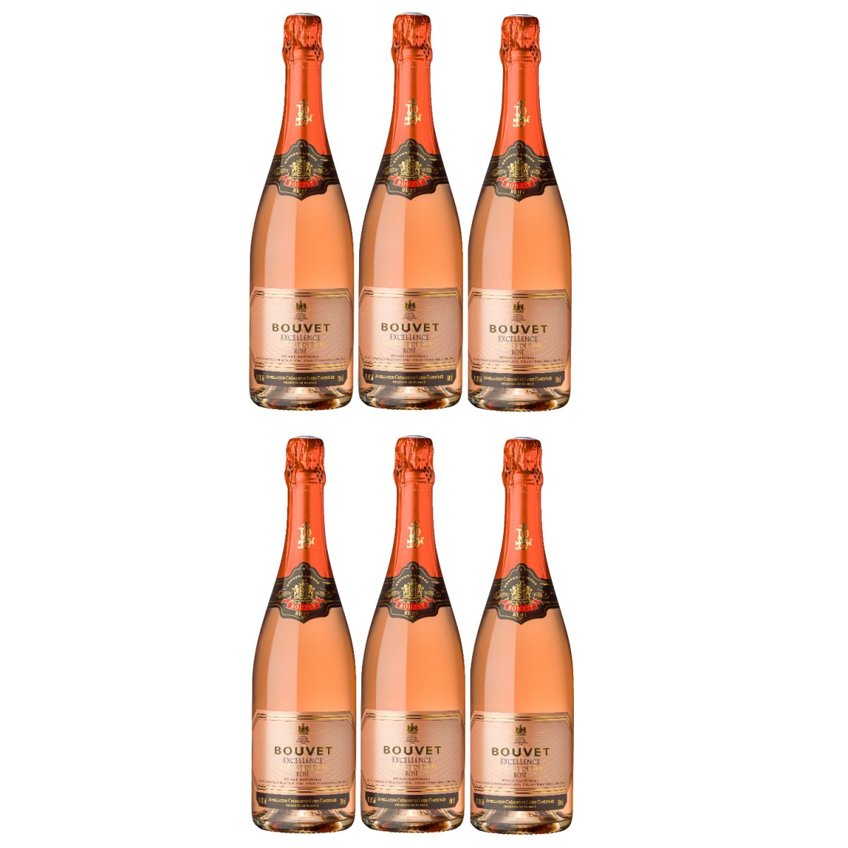 Bouvet Crémant de Loire Brut Rosé Schaumwein Méthode tradionelle vegan Frankreich (6 x 0,75 l) - Versanel - 