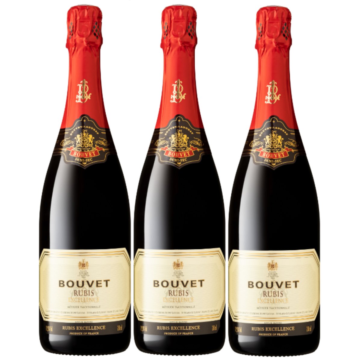 Bouvet Rubis Excellence Rouge Rot Schaumwein Demi - sec Méthode traditionelle vegan Frankreich (3 x 0,75 l) - Versanel - 