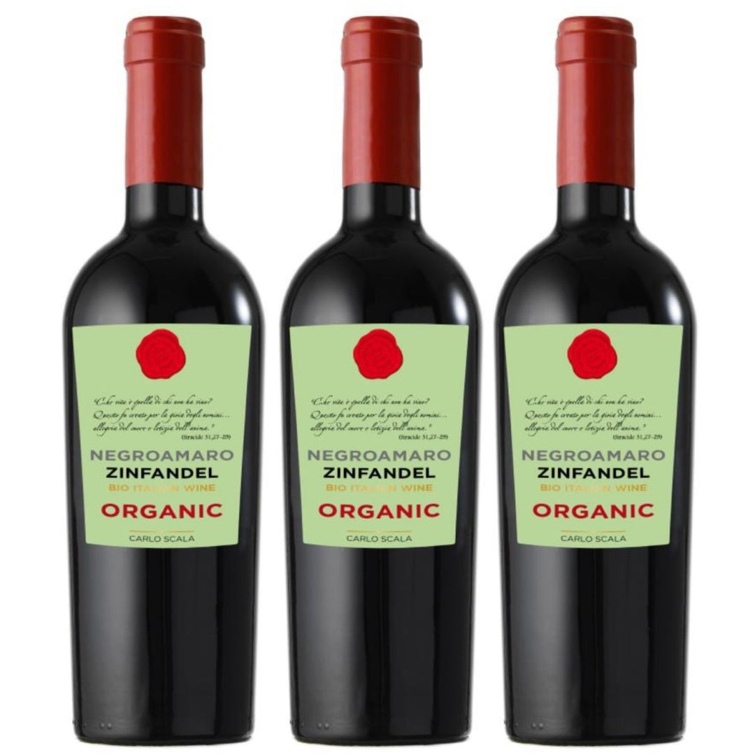 Carlo Scala Negroamaro Zinfandel Bio Rotwein Rot Trocken Italien (3 x 0,75l) - Versanel - Wein