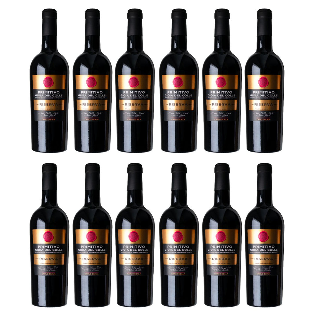 Carlo Scala Primitivo Gioia del Colle RISERVA DOC Rotwein Rot Trocken Italien (12 x 0,75l) - Versanel - Wein