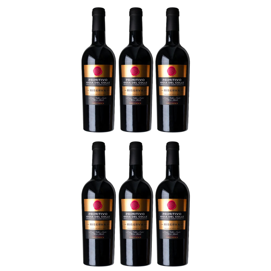 Carlo Scala Primitivo Gioia del Colle RISERVA DOC Rotwein Rot Trocken Italien (6 x 0,75l) - Versanel - Wein