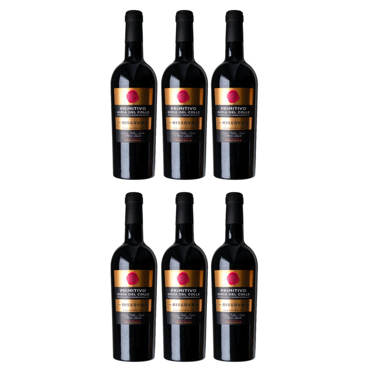 Carlo Scala Primitivo Gioia del Colle RISERVA DOC Rotwein Rot Trocken Italien (6 x 0,75l) - Versanel - Wein
