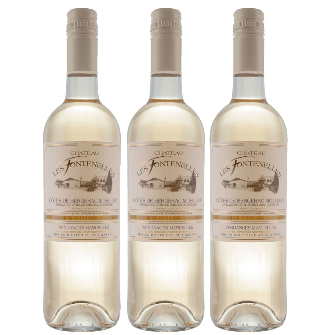 Château Les Fontenelles Bergerac Moelleux Weißwein Wein Weiss Süß Frankreich (3 x 0,75l) - Versanel - Wein