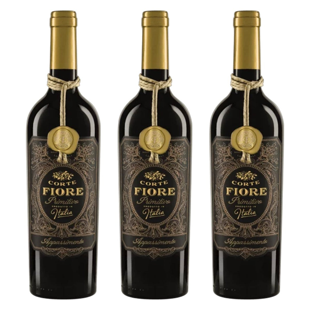 CORTE FIORE Primitivo da Uve in Appassimento Rotwein Lieblich Italien (3 x 0.75l) - Versanel - 