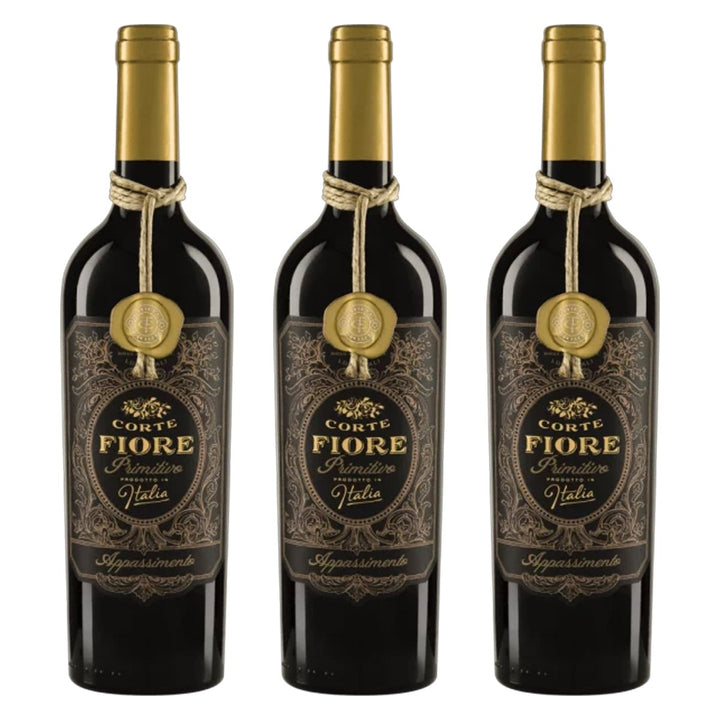 CORTE FIORE Primitivo da Uve in Appassimento Rotwein Lieblich Italien (3 x 0.75l) - Versanel - 