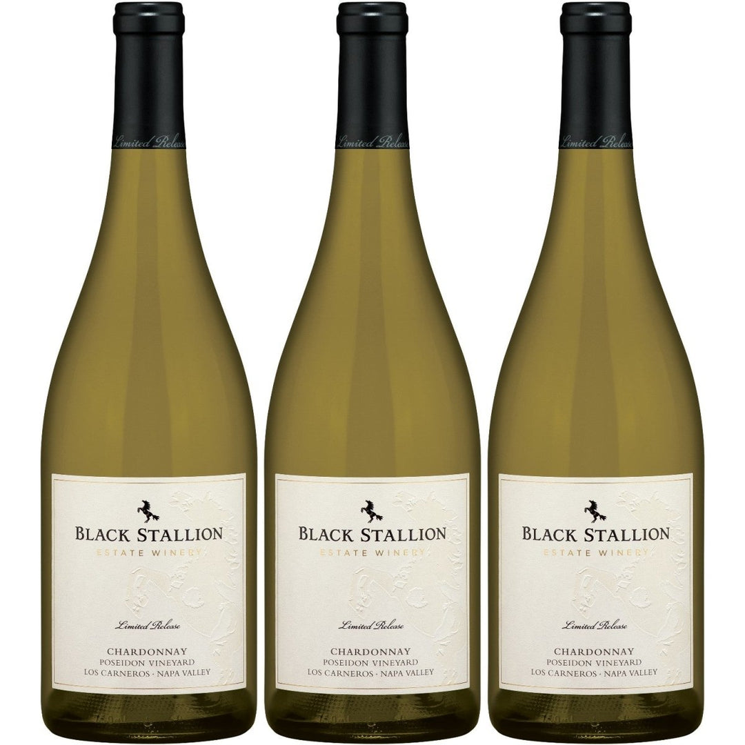 Delicato Family Wines Black Stallion Chardonnay Poseidon Vineyard Los Carneros Weisswein Weiss trocken USA (3 x 0.75 l) - Versanel -
