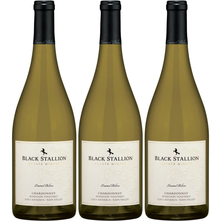 Delicato Family Wines Black Stallion Chardonnay Poseidon Vineyard Los Carneros Weisswein Weiss trocken USA (3 x 0.75 l) - Versanel -