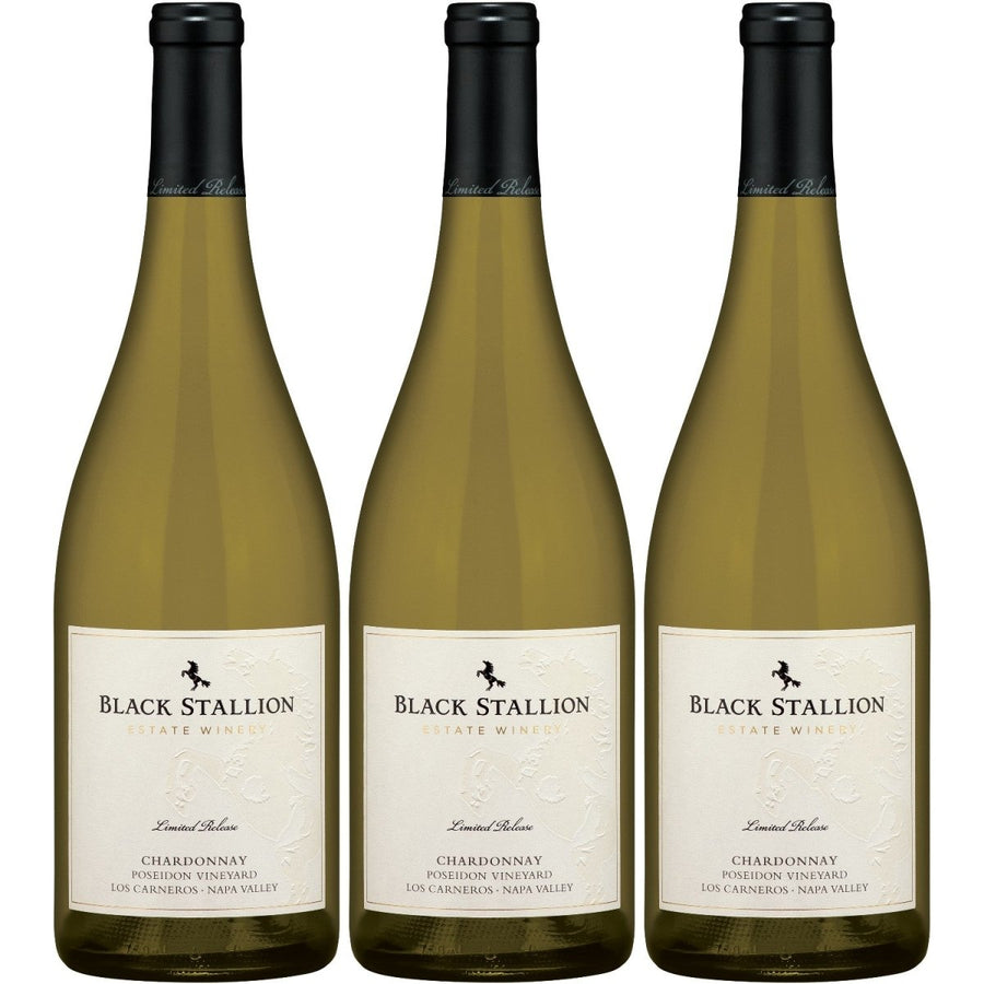 Delicato Family Wines Black Stallion Chardonnay Poseidon Vineyard Los Carneros Weisswein Weiss trocken USA (3 x 0.75 l) - Versanel -