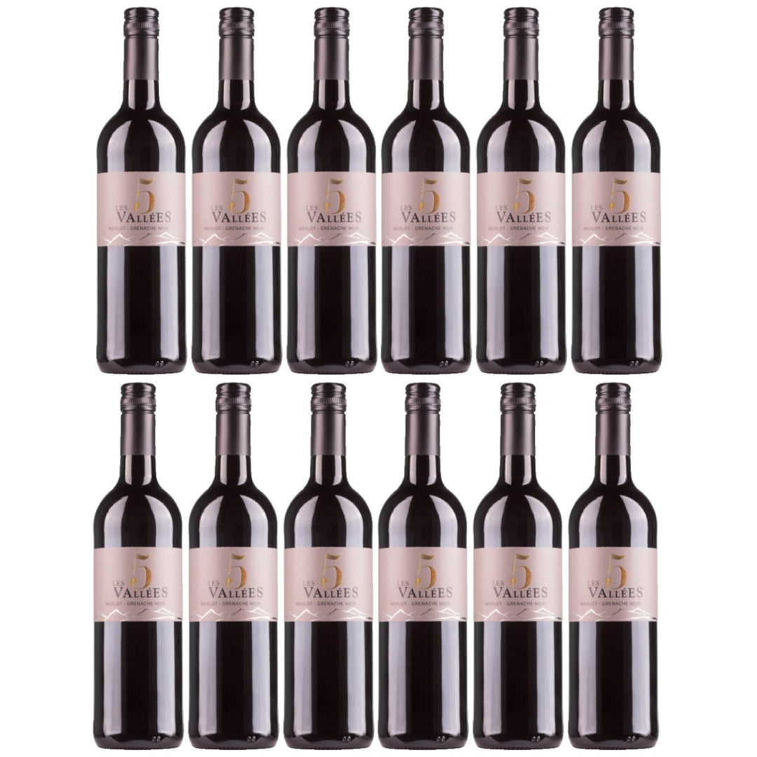 Domaines Paul Mas Les 5 Vallées Merlot Grenache VdF Rotwein Wein trocken Frankreich (12 x 0,75l) - Versanel - 