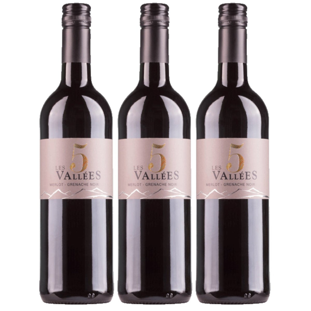 Domaines Paul Mas Les 5 Vallées Merlot Grenache VdF Rotwein Wein trocken Frankreich (3 x 0,75l) - Versanel - 