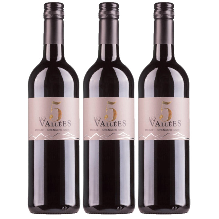 Domaines Paul Mas Les 5 Vallées Merlot Grenache VdF Rotwein Wein trocken Frankreich (3 x 0,75l) - Versanel - 