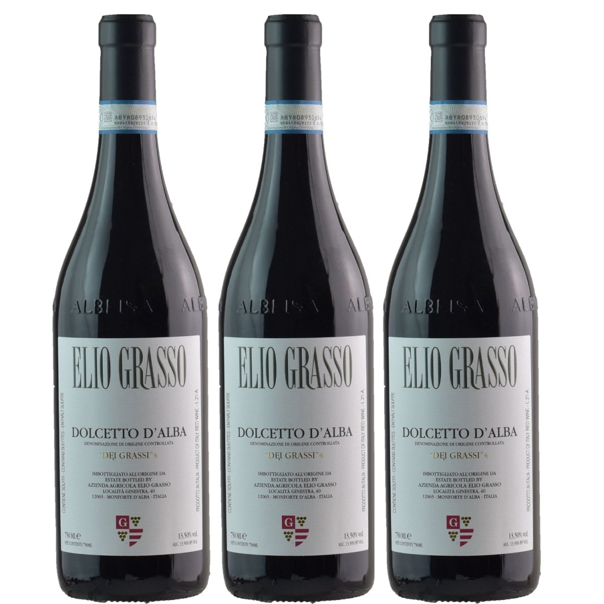 Elio Grasso dei Grassi Dolcetto d'Alba Rotwein Wein trocken DOC Italien (3 x 0,75l) - Versanel - Wein