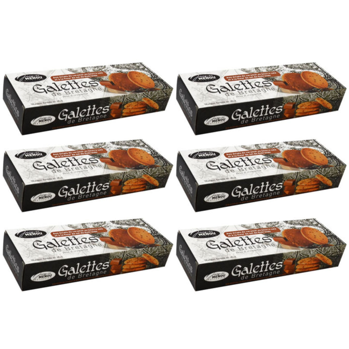 MENOU Galettes de Bretagne dünne Buttergaletten mit Karamellsplittern Frankreich (6 x 100g)