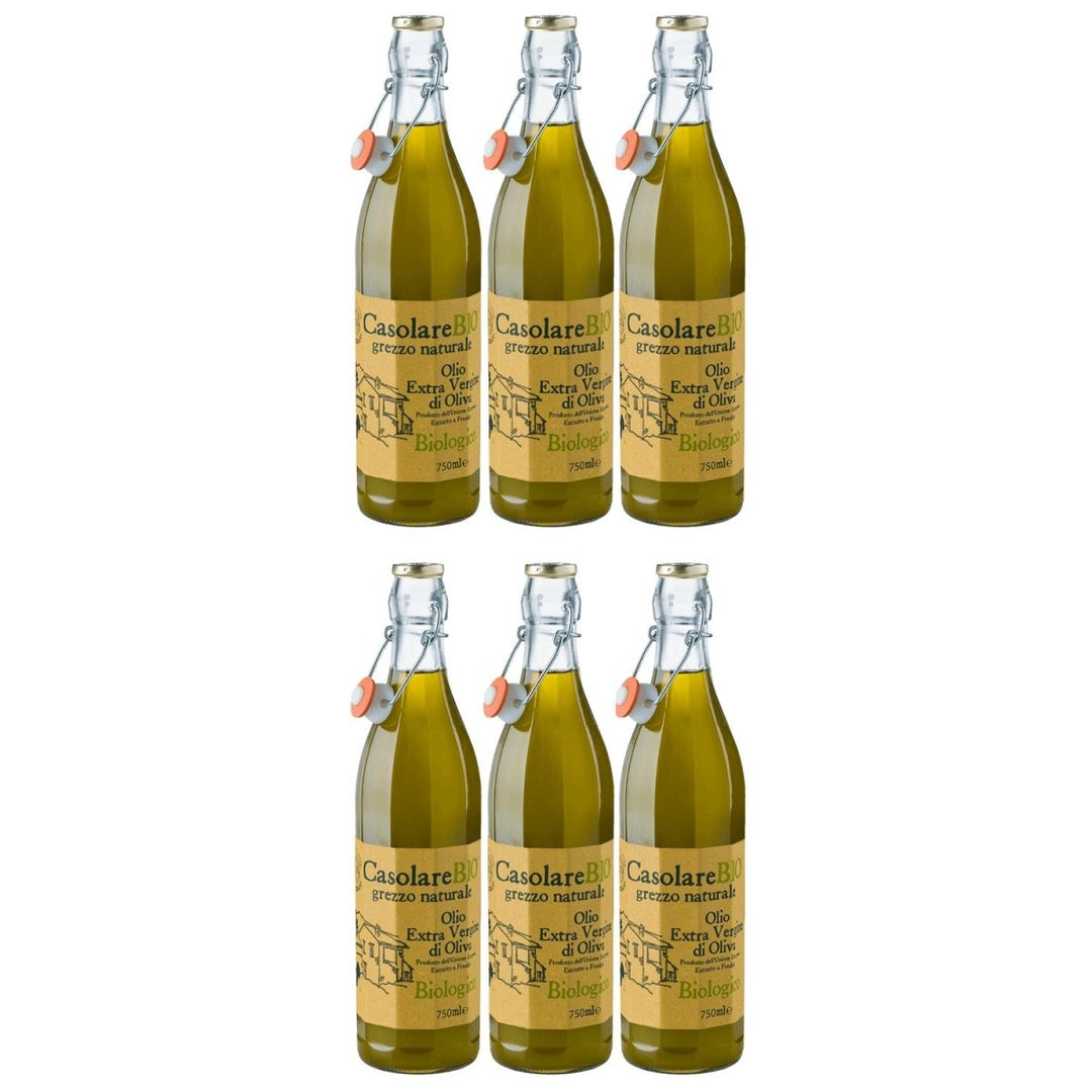 Farchioni Il Casolare Olio Extra Vergine Grezzo Naturale Bio Italienisches Olivenöl Ungefiltertes & Kaltgepresstes Öl Italien (6 x 0.75l) - Versanel - 