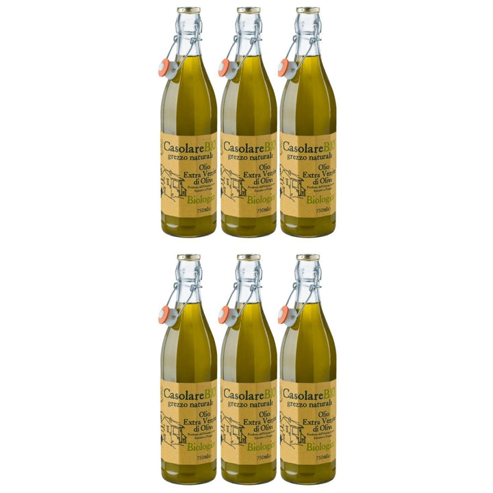 Farchioni Il Casolare Olio Extra Vergine Grezzo Naturale Bio Italienisches Olivenöl Ungefiltertes & Kaltgepresstes Öl Italien (6 x 0.75l) - Versanel - 