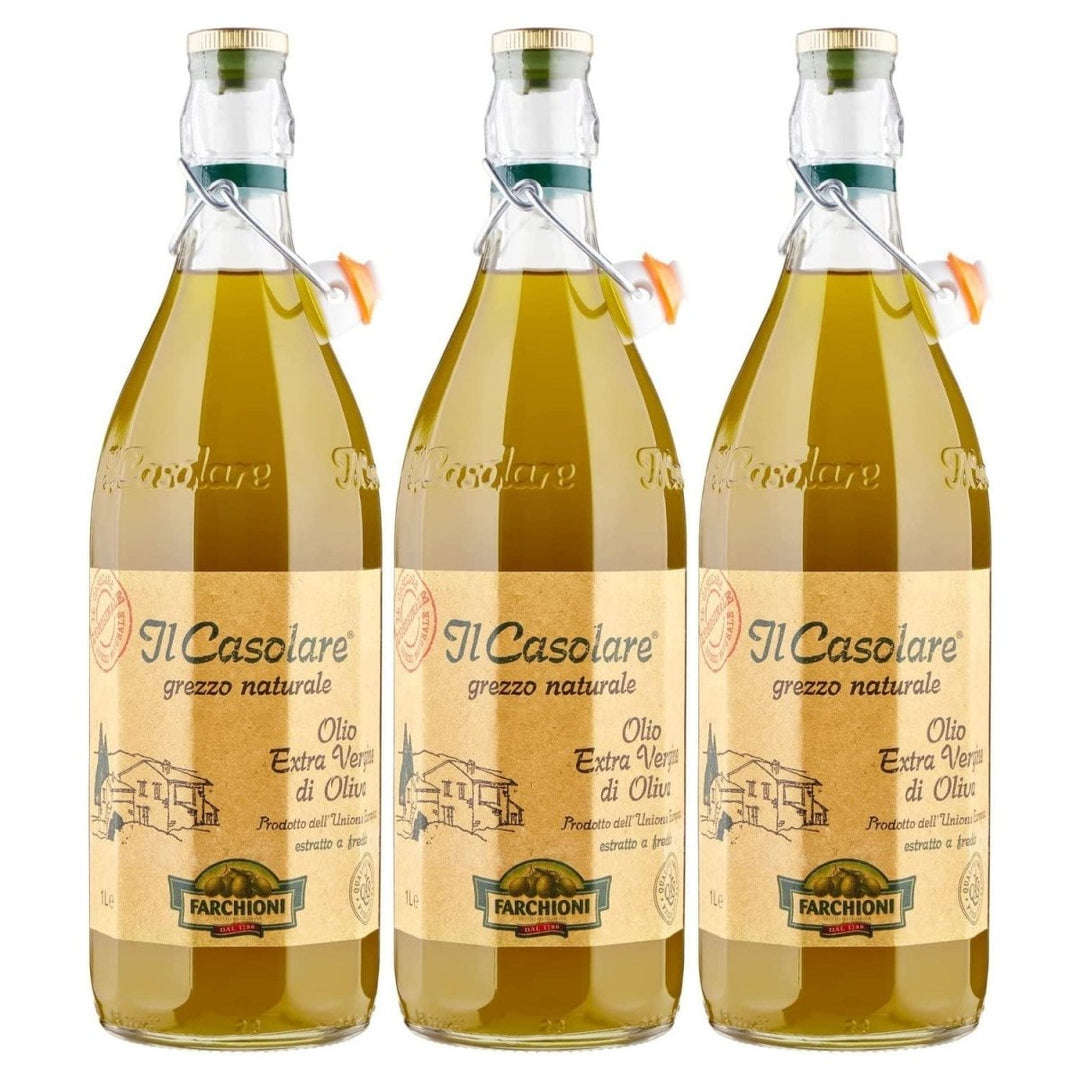 Farchioni Il Casolare Olio Extra Vergine Grezzo Naturale Italienisches Olivenöl Ungefiltertes & Kaltgepresstes Öl Italien (3 x 1.0l) - Versanel - 