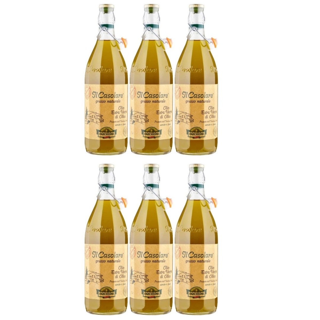 Farchioni Il Casolare Olio Extra Vergine Grezzo Naturale Italienisches Olivenöl Ungefiltertes & Kaltgepresstes Öl Italien (6 x 1.0l) - Versanel - 