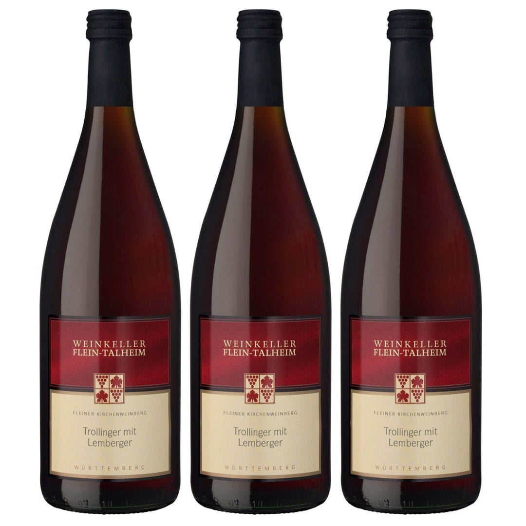 Genossenschaftskellerei Heilbronn Fleiner Kirchenweinberg Trollinger mit Lemberger DQ feinherb Rotwein Deutschland (3 x 1,0l) - Versanel - 