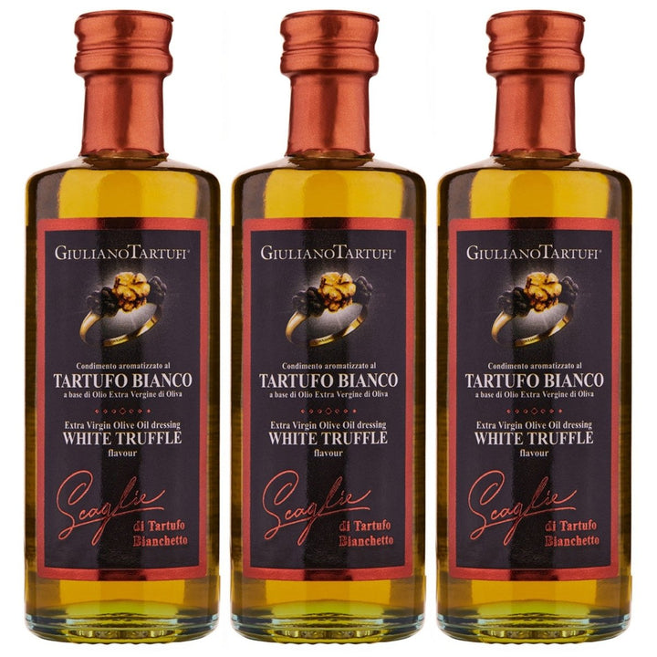 Giuliano Tartufi Condimento Olio extra vergine al Bianchetto Natives Olivenöl extra, aromatisiert mit weißem Trüffel Italien (3 x 55ml) - Versanel - 