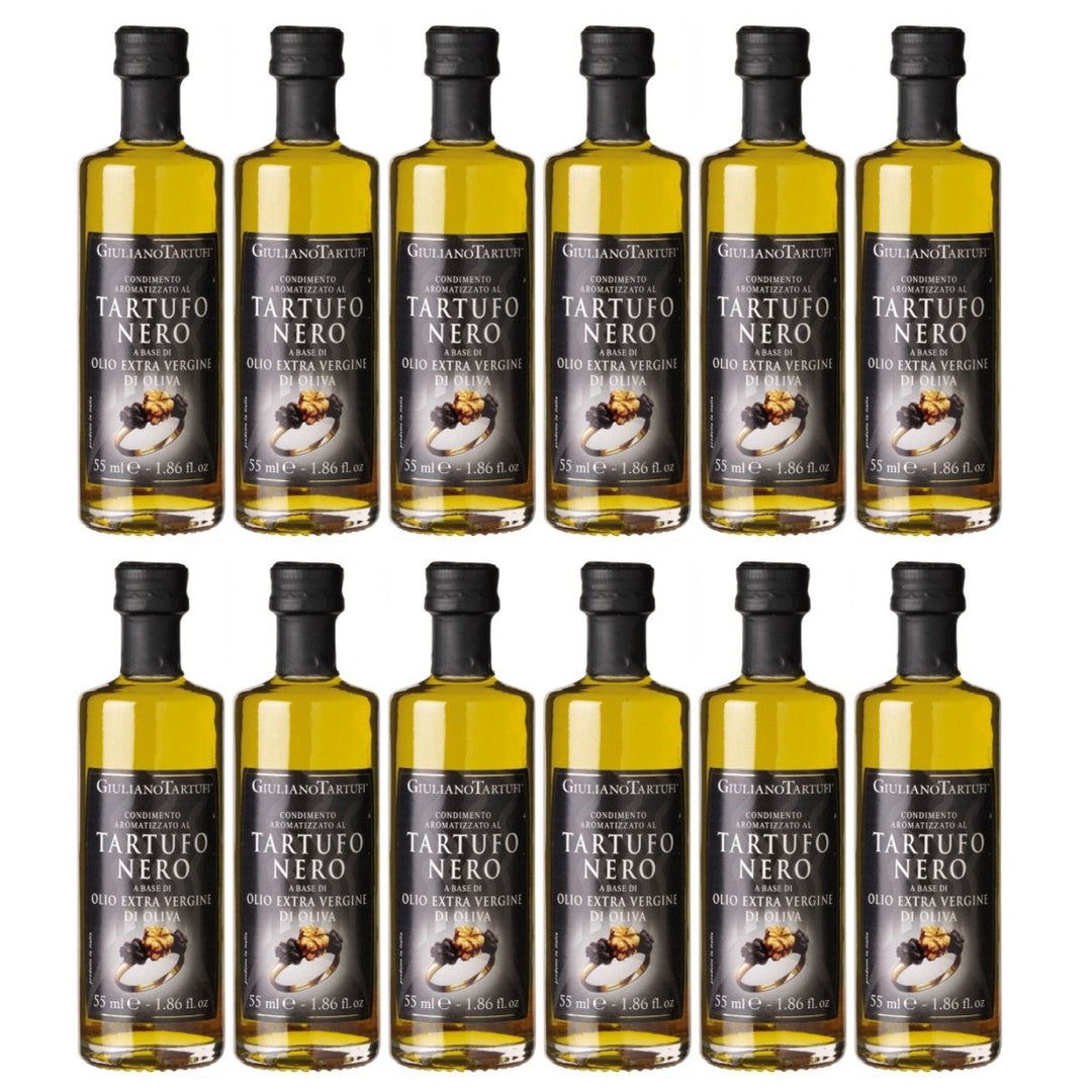 Giuliano Tartufi Condimento Olio extra vergine al Tartufo Nero Natives Olivenöl extra, aromatisiert mit schwarzem Trüffel Italien (12 x 55ml) - Versanel - 